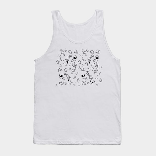 Black Line Space Icon Pattern Tank Top by bradenjay99